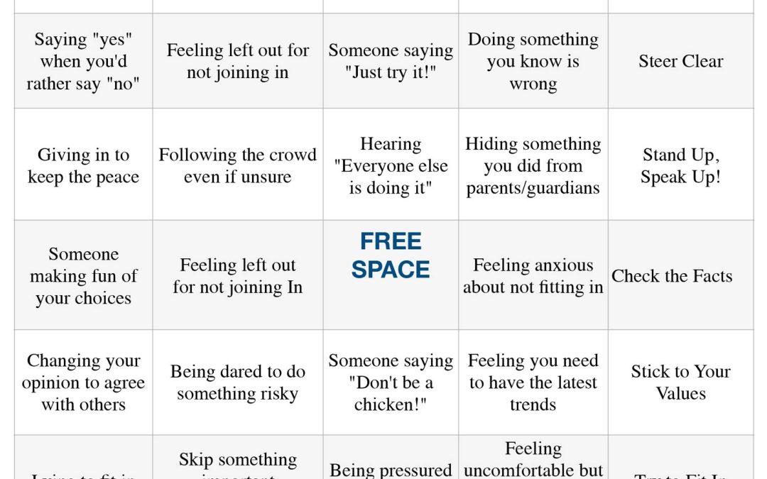 Peer Pressure Bingo